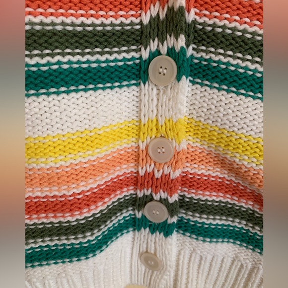 O'Neill Cropped Striped Button up Cardigan Size Small - Picture 2 of 5